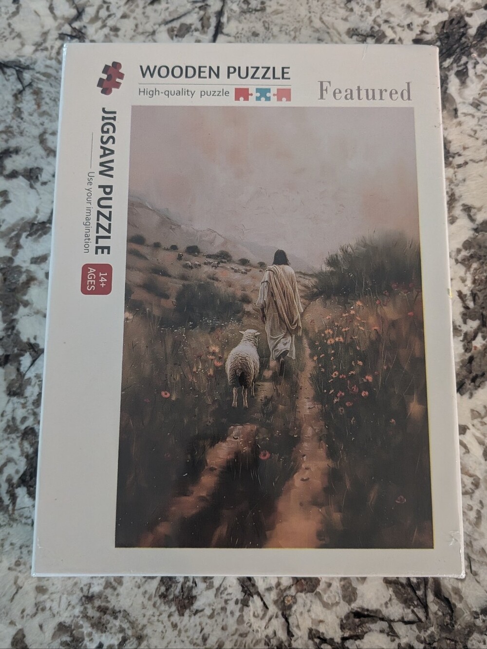 🧩 3 for $25 - Wooden Puzzle Christian Shepherd and Sheep in Field 500 Pcs